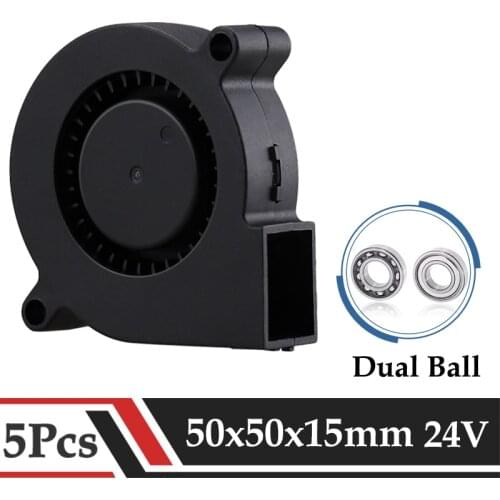 Gdstime 5 PCS 24V 50x50x15mm DC Cooling Blower Fan 50mm x 15mm Two Ball Bearing Brushless Radiator 50x15mm 5015