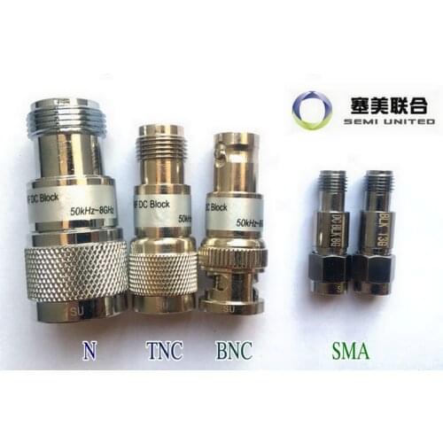 RF DC blocker DC-Block; frequency Freq: 50k-8G; SMA / N / BNC / TNC; DC blocking voltage: 50v