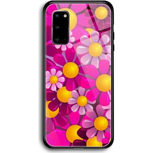 Stained glass flower Phone Case Tempered Glass For Samsung S7 S8 S9 S10E S20 21 30 Plus ultra Note 8 9 10 Plus A7 2018