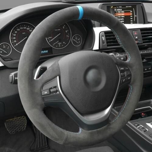 Black Alcantara Hand-stitched Steering Wheel Cover for BMW F20 F21 F22 F23 F30 F31 F34 F32 F33 F36