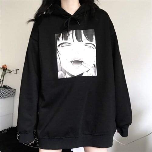 Black Harajuku Hoodie Girls Tops Cool Oversized Sweatshirt Females Japan Ulzzang Tops Females Fashion Punk Hoodie Streetwear