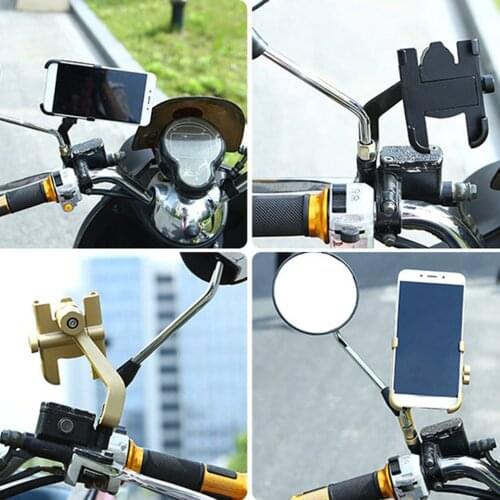 Aluminum Alloy Fixed Mobile Phone Holder GPS Adjustable Width Suitable For Motorcycles Rearview Mirror Type