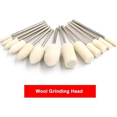 2.35mm Shank Wool Felt Mounted Polishing Wheel 3-10mm Jade Grinding Head Drill Rotary Tool