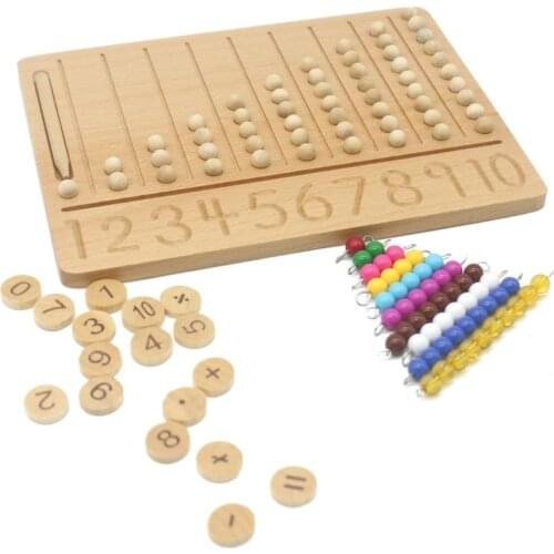 Montessori Toys Baby Waldorf Learning Toys For Toddlers Wooden Beads Number Counting Board Preschool Teaching Aids I3064H