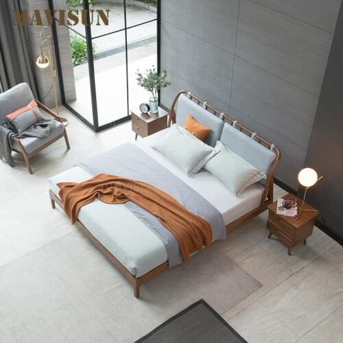 Japanese-Style Solid Wood Tatami Bed Modern Simple Master Bedroom Upholstered Platform Double Bed 1.8 M Furniture For Home