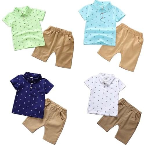 2pcs Boys Summer Clothes Sets Children Fashion Shirts Shorts Outfits for Baby Boy Toddler Tracksuits for 0-5 Years