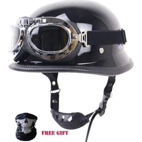 Motorcycle Helmet German Leather Vintage Casco Moto Motorcycle Open Face Retro Half Helmet Chopper Biker Pilot DOT Size S-XXL