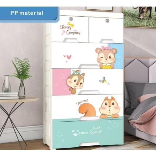 Cartoon Kids Clothing Storage Cabinet Plastic Multi-Layer Wardrobe Sundries DIY Combine Toy Organizer Drawer Box