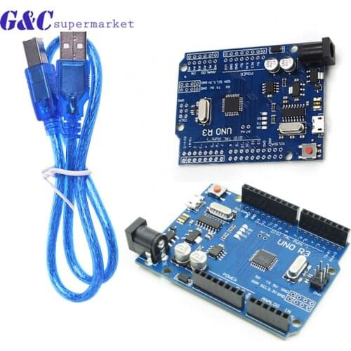 High quality One set UNO R3 +MEGA328P Chip 16Mhz For Arduino UNO R3 Development board + USB CABLE diy electronics