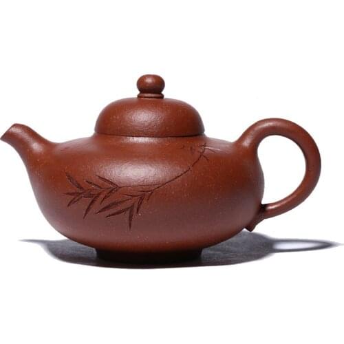 Yixing Authentic Famous Handmade Purple Clay Teapot, Bamboo Shadow Huaying Kungfu Household Teapot Custom Style
