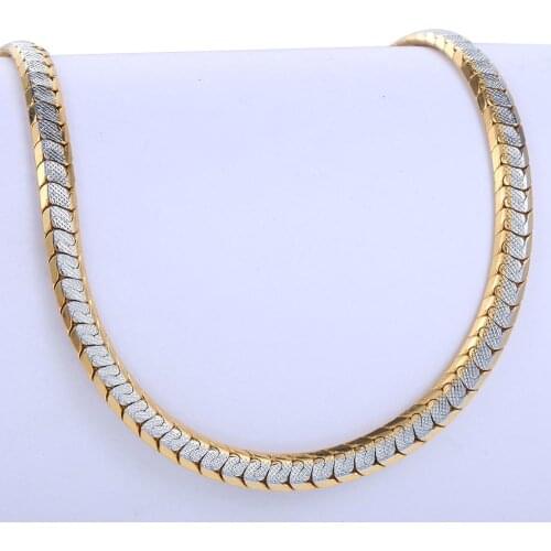 Davieslee Necklace For Men Scales Nugget Gold Filled Chain Mens Jewelry Gift Party 50cm DLGN330