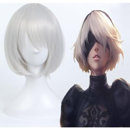 Hot Game NieR:Automata Cosplay Wigs NieR Automata 2B YoRHa No.2 Type B Heat Resistant Synthetic Anime Cosplay Wig Halloween