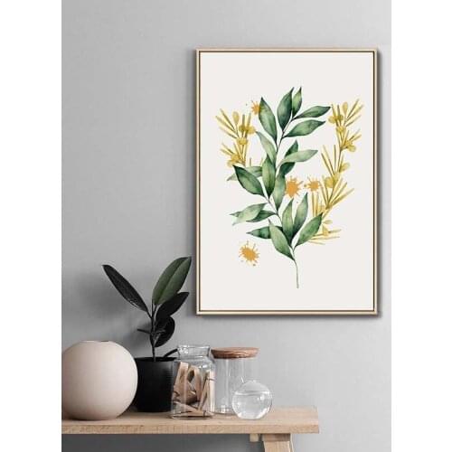 Watercolor Plants Posters and Prints Nordic Green Leaves Wall Art Canvas Painting Scandinavian Style Living Room Home Decor