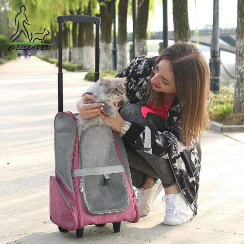 Portable Dog Stroller Removable Linen Material Basket Pack Pet Stroller Four Seasons Dog Crate Pet Supplies