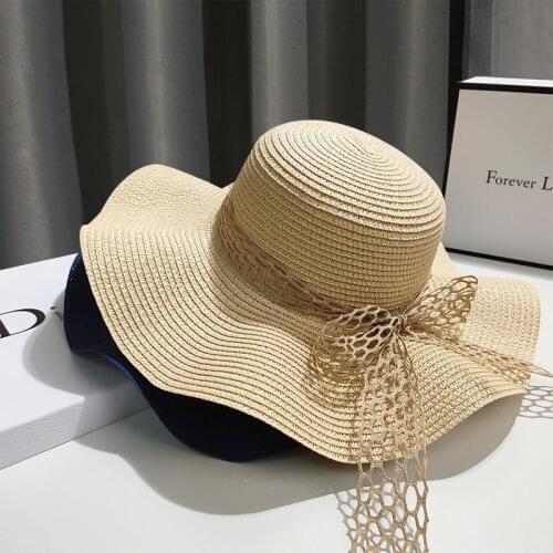 Simple Foldable Wide Brim Floppy Girls Straw Sun Hat Beach Women Zomer Hat UV Protect Travel Cap Lady Cap Female