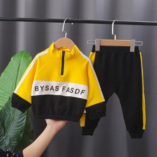 Toddler Boys Girls Half Zipper Pullover New Autumn Winter Clothing Sets Baby Infant Cotton Letter Jacket+Pants 2pcs Kids Outfits