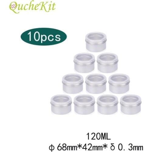 10pcs 68*42mm Empty Jars 120ml Aluminum Cream Jar Pot Tea Storage Metal Tin Containers With Clear Window Candy Jar Christmas