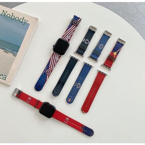 Marvel Iron Man Superman strap for Apple Watch 38 40 42 44 mm PU strap accessories for iWatch series 4 5 6 3 2 SE gift