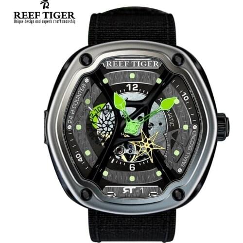 Reef Tiger/RT Luxury Sport WristWatches Luminous Gaias Light Dial Irregural Shape Case Automatic Creative Design New Clock Date
