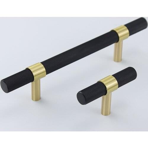 Black Textured Kitchen Cabinet Handles Brass Wardrobe Handle Drawer Pull Cupboard Knobs Furniture Door Bar