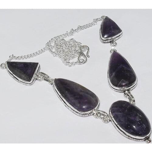 Amethysts Necklace Silver Overlay over Copper ,53.3cm, N1295