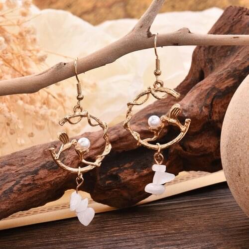 Elegant Pearl Magpie Bird Earrings Branches Twine Women Lovers Gift Anniversary Fashion Jewelry for Women Drop Dangle Earrings