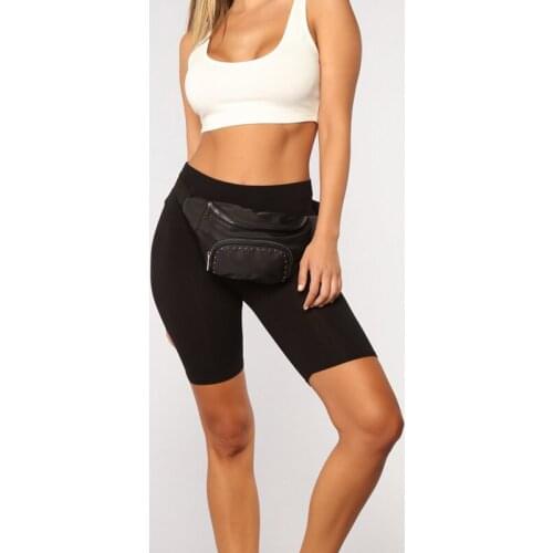 Women Thin Fitness Shorts Casual Ladies Slim Bodycon Pants High-Waist Summer Bottom Knee-Length Black Shorts Streetwear
