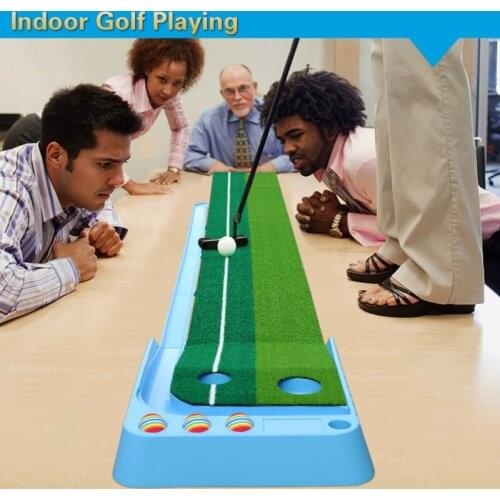 Indoor Golf Putter Playing Golf Practice 9.8Ft Fairway Double Hole Auo-return Ball Portable Golf Mat Golf Gift