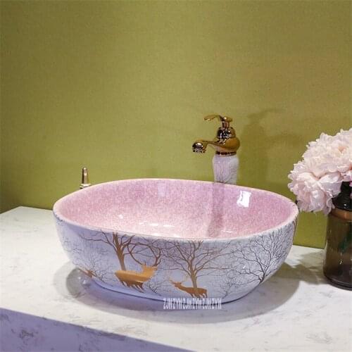 36K79798 European Style Washbasin Home Bathroom Countertop Basin Art Porcelain Ceramics Sink Single Hole Washing Basin Bowl
