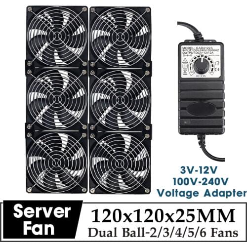 Gdstime 120mm DC 12V 220V Fan Mining Computer Chassis Workstation Radiator 12cm 120mmx25mm High Speed Router Server Cooling Fan