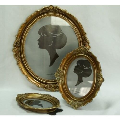 Vintage Picture Frame Elliptical European Style Household Wall Mounted Type 6/7/12 Inches Resin Portrait Women Decoration Frame