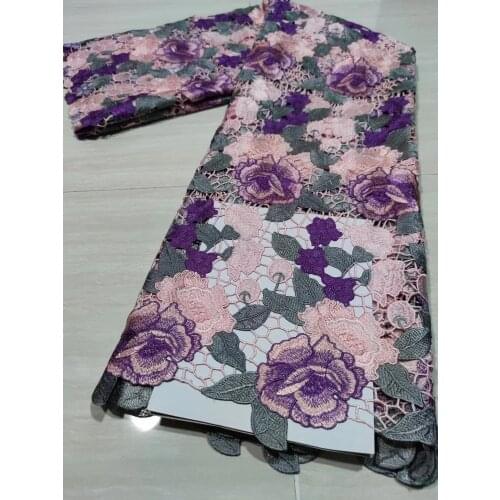 MIQIER High Quality African Nigerian Tulle Damask Lace Fabric Water Soluble Wedding Party Dress Swiss Cotton 5 Yards Latest