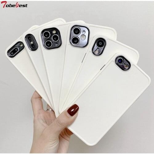 Tobebest Plating Camera Protection Hole Phone Cases for iphone 12 11 pro max X XS XR 8 Plus 12mini Black White Matte Cover Gift