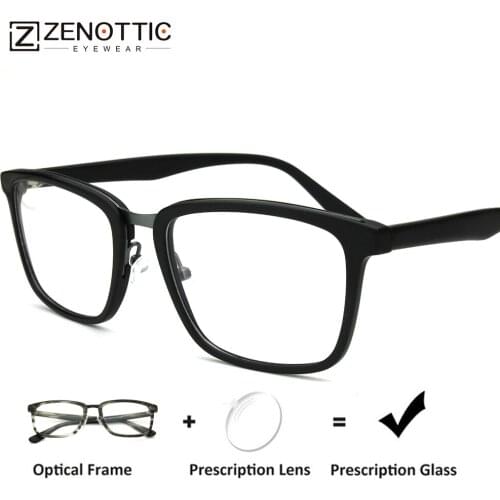 ZENOTTIC Acetate Prescription Glasses Men Fashion Square Optical Myopia Reading Eyewear Anti Blue Light Photochromic Eyeglasses