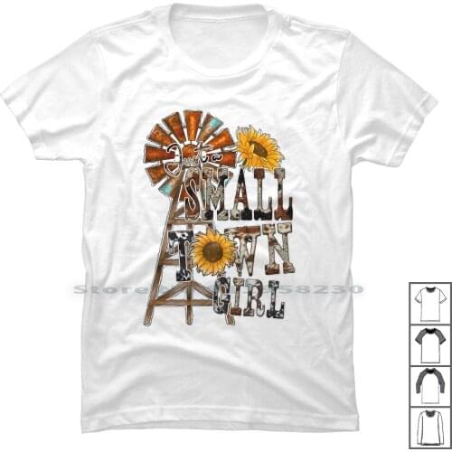 Just A Small Town Girl Cowhide T Shirt 100% Cotton Drawing Wing Town Mall Just Hide Tow Own Cow Us To St