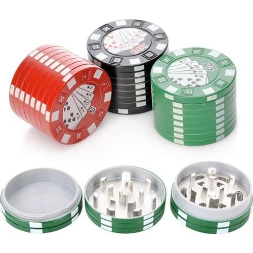 10Pcs Chip Style Metal Smoke Grinders 40mm Dry Herb Smoking Grinder Herb Tobacco Cigarette Shredder Spice Mill Pipe Accessories