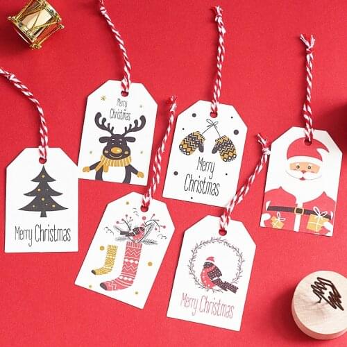 100PCS DIY Kraft Tags Merry Christmas Labels Gift Wrapping Paper Hang Tags Santa Claus Paper Cards Christmas Party Supplies