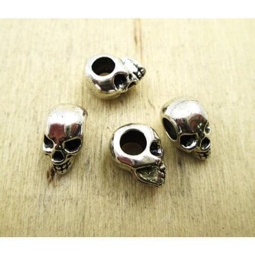 15pcs--15x9X8mm Skull Beads Head skull bead Charm pendant, Day of the Dead DIY necklace/ bracelets charms antique silver tone