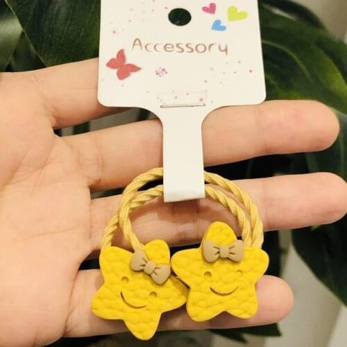 2Pcs Smile Star Girls Hair Accessories Children Rubber Bands Scrunchies Elastic Hair Bands Kids Headband Decorations Ties Gum