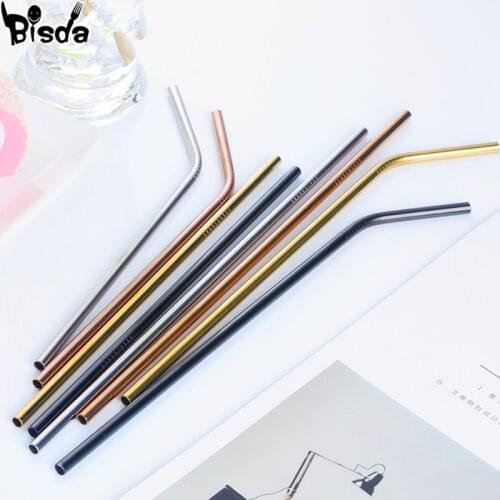 3Pcs Long and Short Drinking Straws with Cleaner Brush High Quality Stainless Steel Cocktail Tube Home Bar Party Drink tools