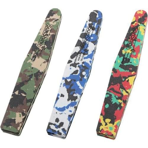 Diamond camouflage Mix Color Nail Files Sponge Diamond Nail Buffer File Washable Lime Unghie Nail Polish Buffer Block Suppliers