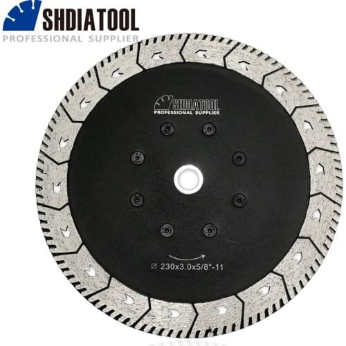 SHDIATOOL 1pc Dia 9"/230mm 5/8-11 Diamond Cutting Grindng Disc Dual Saw Blade For Cut Grind Sharpen Granite Marble Concrete