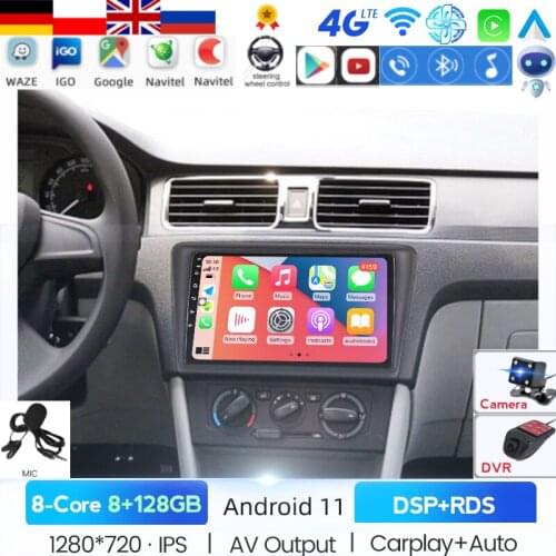 Car Android 10 For Skoda Rapid Spaceback 2014-2017 Car Radio Multimedia Video Player GPS Navigation 2 Din Steering Wheel Control