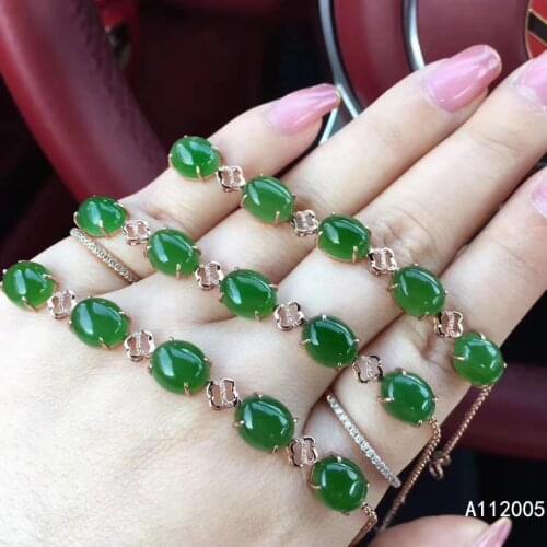 KJJEAXCMY fine jewelry 925 sterling silver inlaid natural jasper hand bracelet new female popular jade bracelet support testing