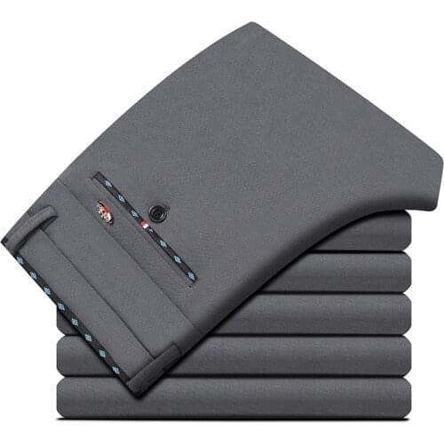 Four Seasons New Male Brand Suit Pants Korean Style MenS Slim Straight Stretch Trousers Classic Fashion Business Casual Clothes