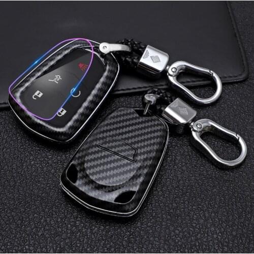 Carbon Fiber ABS Car Key Case Cover For Cadillac ATS-L XTS XT5 CTS CT6 ATS 28T SRX Escalade Remote Fob keychain