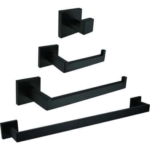 Black Painting Bathroom Hardware Set 304 Stainless Steel Black Bathroom Accessory Set Wall Mounted Bathroom Products