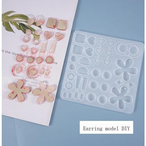 Big Charm Resin Jewelry Molds Silicone Mold Summer Holiday Earring Round Square Rectangle Triangle Star Heart Pendant Mold