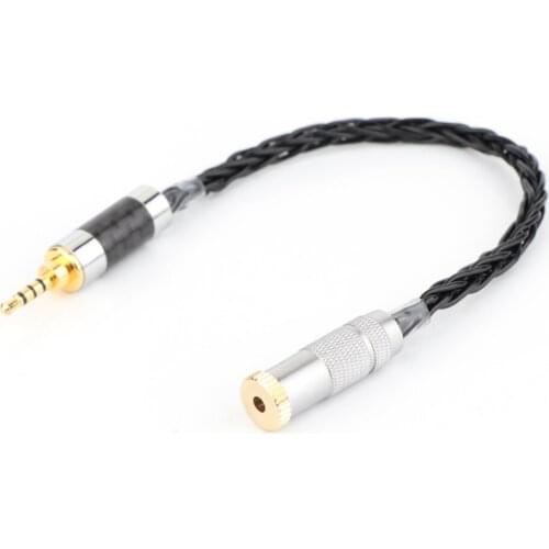 Hi-end OCC silver plated 2.5mm 4 pins male plug to 3.5mm female plug cable hifi audio AUX extension cord cable