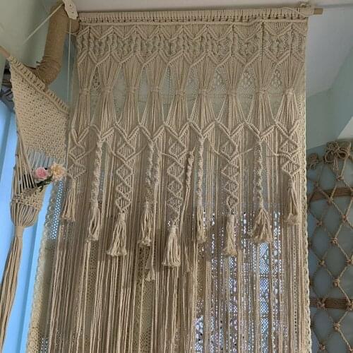 Handmade Cotton Rope Woven Tapestry Curtains Bohemian Style Kitchen Curtain Bay Door Curtain Living Room Bedroom Ready Made